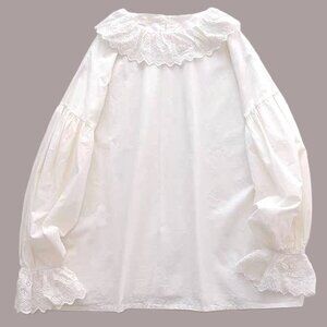 New White Ruffle Long Sleeve Shirt - Thin Cotton, Summer Essential